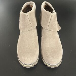 American Eagle Women's Ankle Bootie Size 7 Beige Suede Fold-Over Cuff
